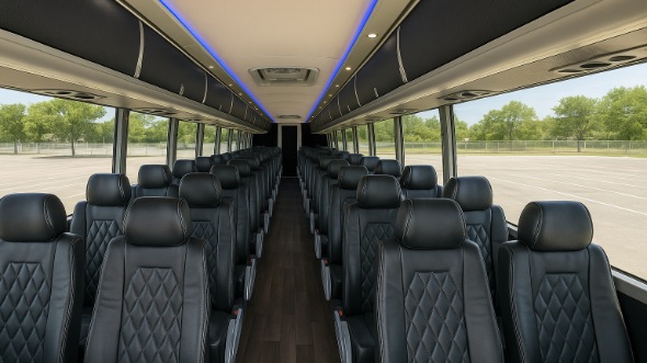 Interior of Charter Bus Company Idaho Falls's 54 Passenger Charter Bus in Idaho Falls