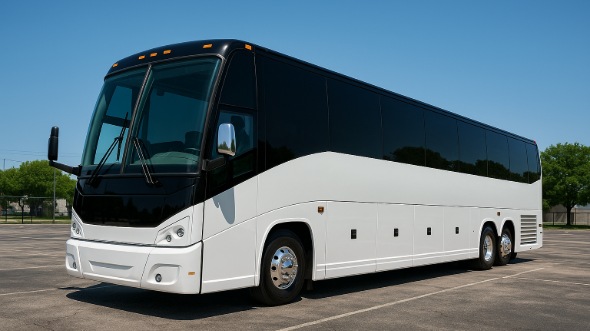 Exterior of Charter Bus Company Idaho Falls's 55 Passenger Charter Bus in Idaho Falls